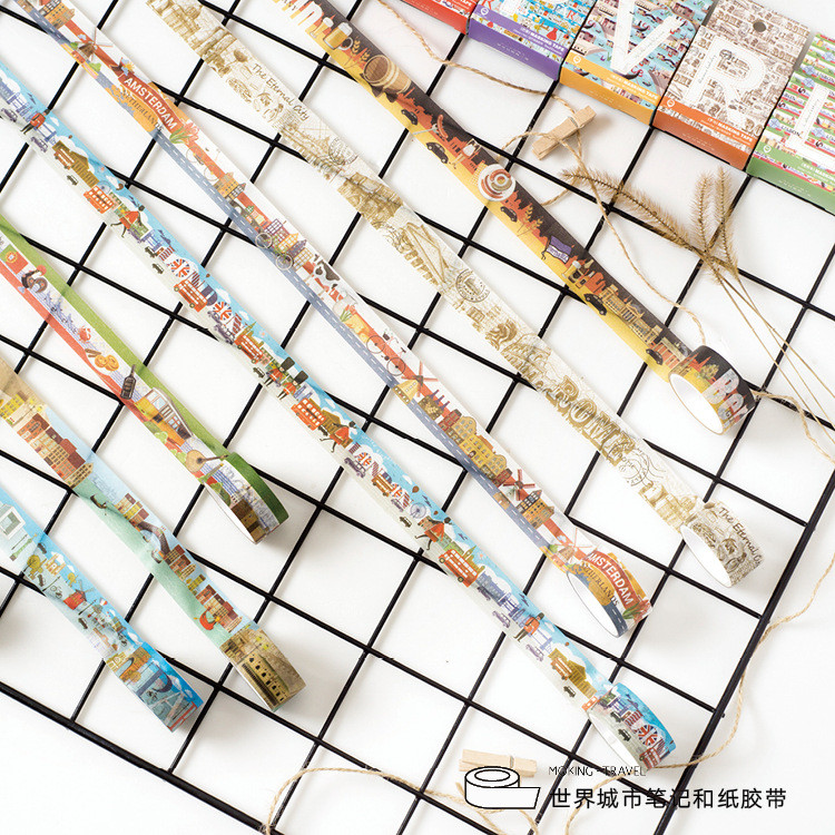 

2cm Wide World City Notes Series Washi Tape Adhesive Tape DIY Scrapbooking Sticker Label Masking Tape