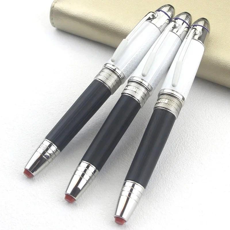 

Classique MB Great Feature Jimi Hen·drix Rollerball Fountain Pen Top Quality Black Barrel White Cap Fine Engraving Platinum Clip