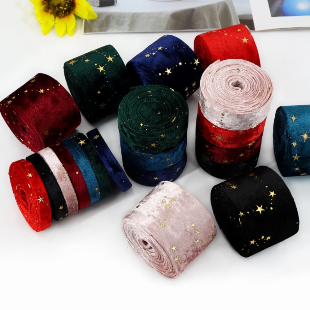 

Hot Stamping Gift Wrapping Soft Texture Craft Ribbons Double-Sided Velvet Ribbons Elegant Wedding Decor For Diy Projects