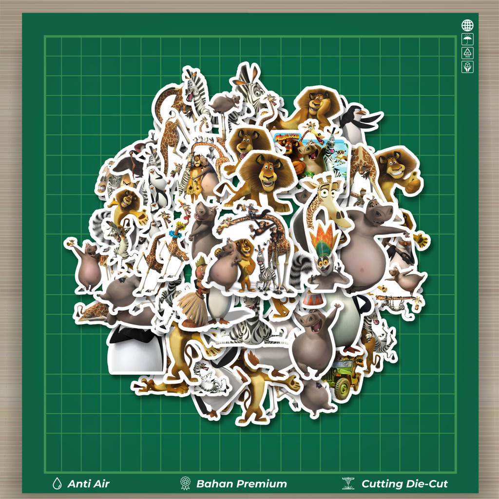 

HOT 50 PCS STIKER Dreamworks Series Madagascar Character Mix Stiker Fashion Cars Decal Dingin Kartu Album Custom Vinyl Anti Air- Sticker Aesthetic Buku Journal Koper Casing HP Tablet Laptop Helm Motor Botol Minum