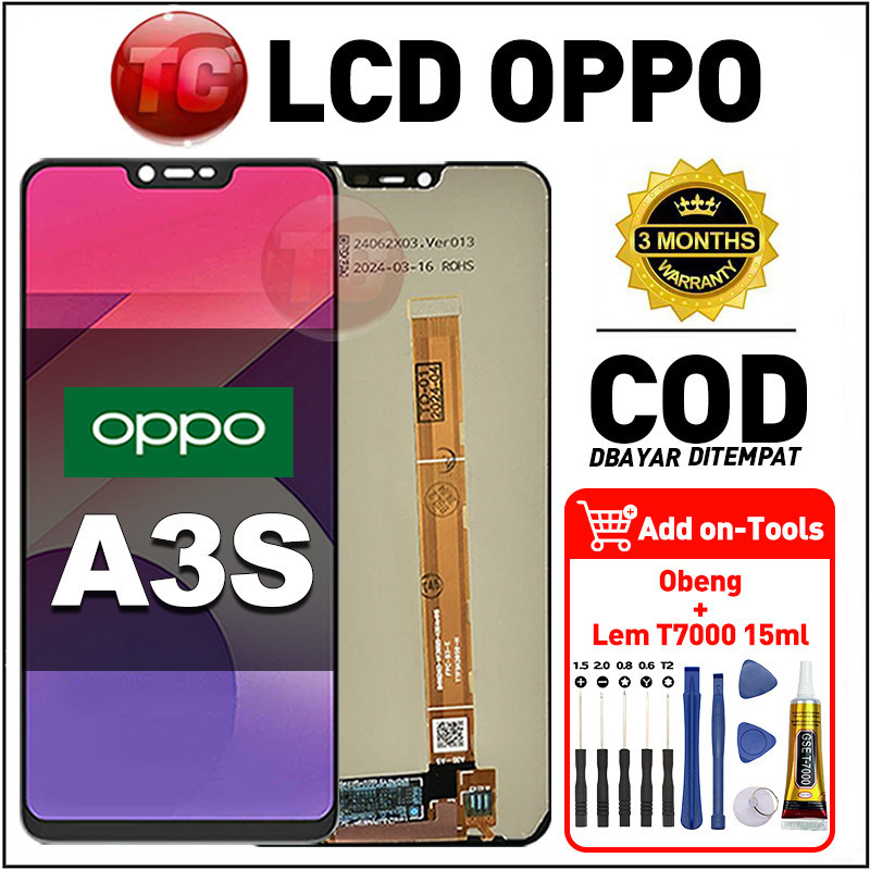 LCD For OPPO A3S ORI +Obeng tools+Lem T7000 fullset asli original hp Touchscreen Replacement HP Kual