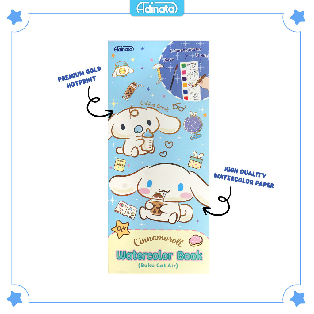 

Cinnamoroll Water Color Book 2517-9122 / Buku Mewarnai / Buku Aktivitas anak / Adinata