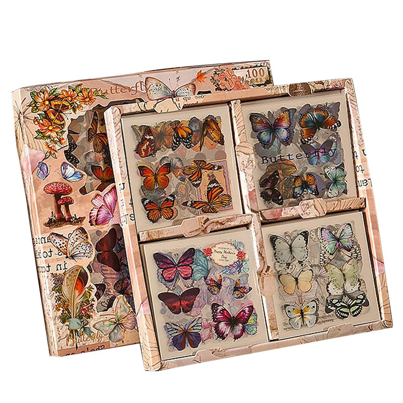 

Y43A-100 Sheets Vintage Butterfly Plant Flower Scrapbook Stickers For Junk Journal Supplies