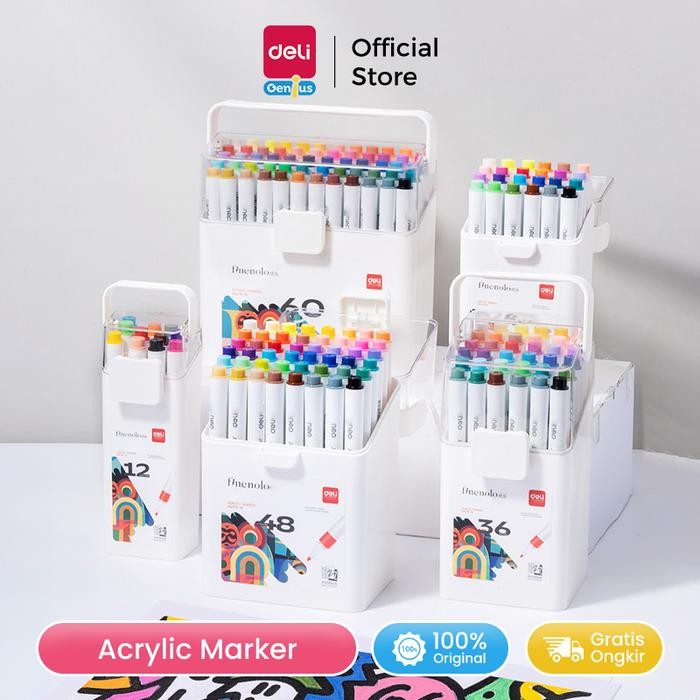 

Sale Deli Spidol Akrilik / Acrylic Marker Water Based Warna Cerah HM118 Kanvas Stationery - 12 color Tbk