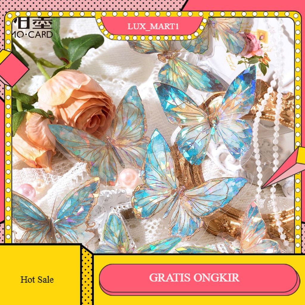 

【LUX_M1】HOT SALE!!! Stiker Laser Kupu-Kupu 3D Holografik PET DIY 20 Lembar