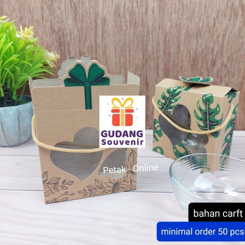 

50 Pcs, Box Coklat Kemsan Souvenir 10x10 x 4 cm/ Box Kraft/ Rustic + Tali harga Murah
