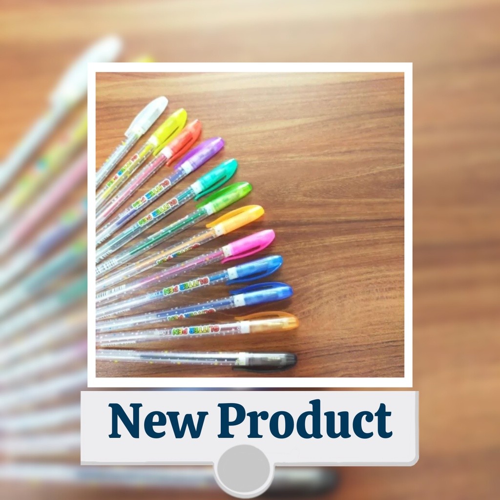 

1 Pack Pulpen Gel Glitter 12 Warna Squeezy | Glitter Pen Warna Warni Fancy Murah