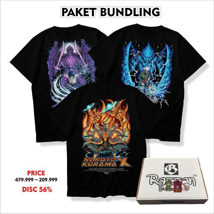 (COD) Paket Bundling 3 kaos tim7 naruto x kurama,  kakashi susanoo, sasuke susanoo - M