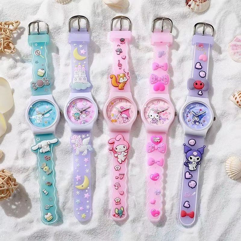 

Sanrio 3D Pattern Child Wrist Watch Hello Kitty Cinnamoro Waterproof Quartz Watch Kuromi Cartoon Watchband Kids Gift
