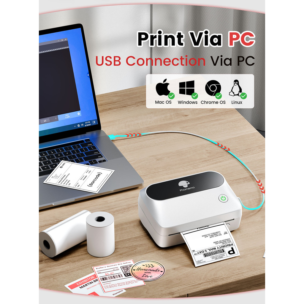 

M421 Portable Bluetooth 4x6 Thermal Label Printer for Shipping Barcode, Compatible with Phone PC & E-commerce Small Business