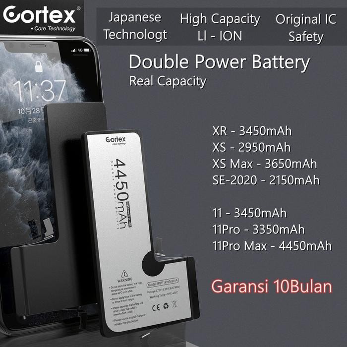 Cortex iPhone Baterai XR XS XSMax Battery High Capacity Original Batre - 13 3450mAh