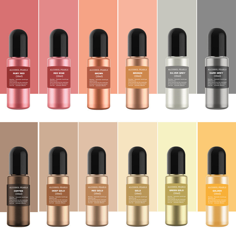 

10ml Metal Resin Pigment Art Ink Alcohol Liquid Colorant Dye 3D Ink Diffusion DIY Epoxy Resin Mold Jewelry Making Accessories