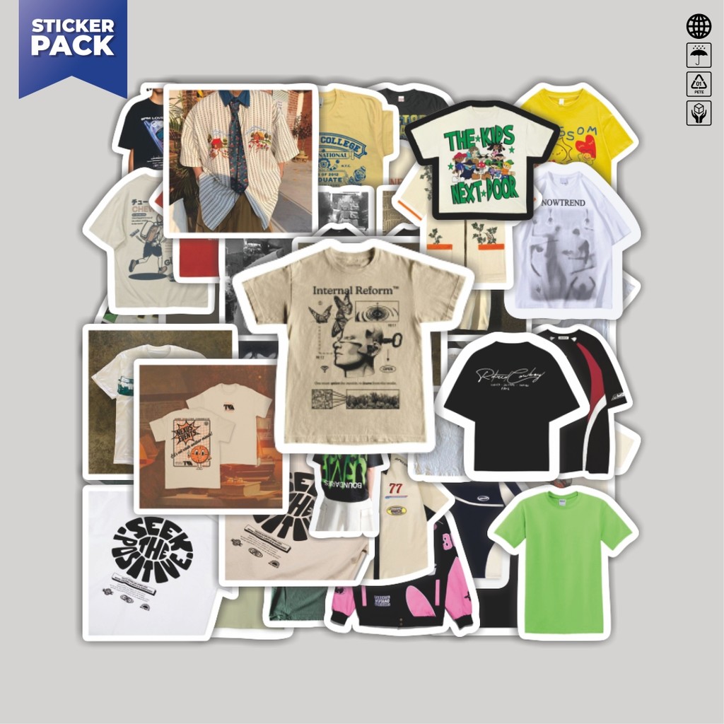 

[100PCS]Stiker Pack Stiker T-Shirt V4 Aesthetic Vinyl Anti Air Dekorasi Sticker Laptop Buku Journal Koper Helm Casing HP Gitar Helm Skateboard