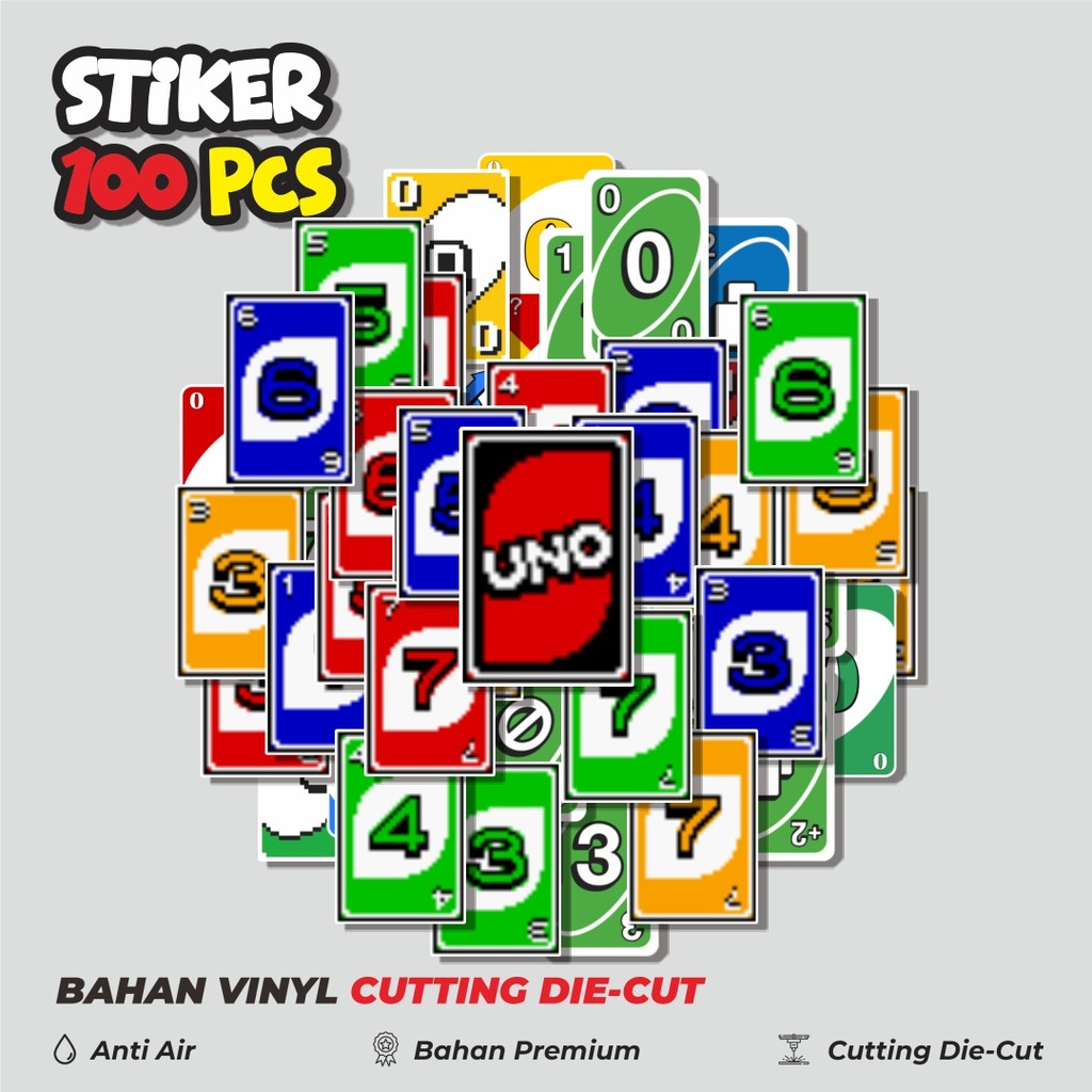 

Terbaru! 50 pcs Stiker Game Kartu UNO V5 Dekorasi Lucu Kreatif untuk Notebook, Skateboard, HP