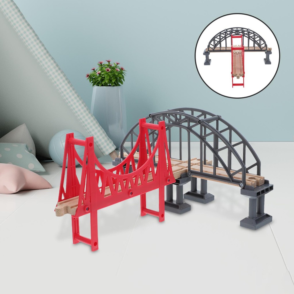 Thomas Train Track Wood Wooden Bridge Rainbow Accessories Assembled Model Kit  ildren Toy Supports  