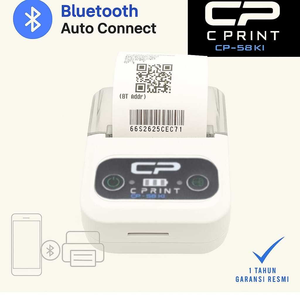 COD . Original Printer thermal / Printer Bluetooth thermal kasir 58mm CP-58KI wireless Garansi 1 tah