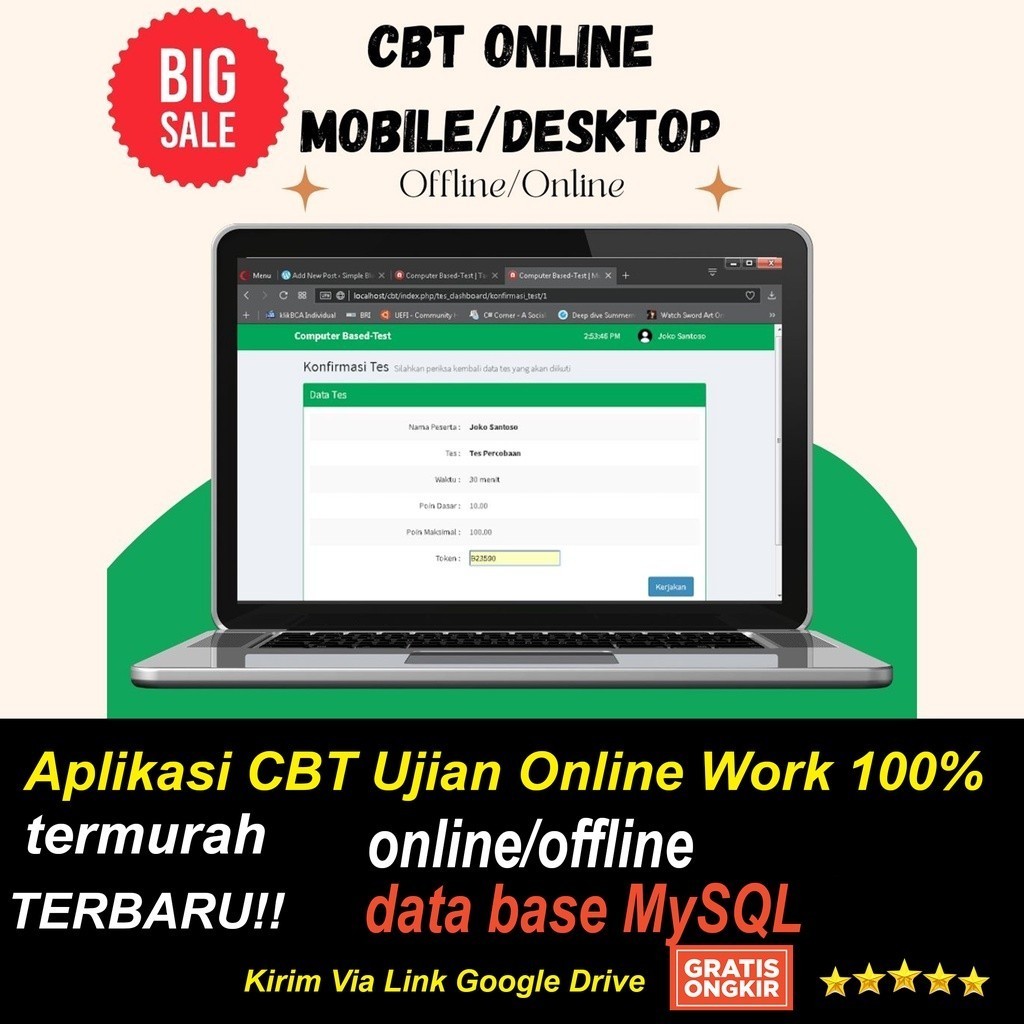 Aplikasi CBT Ujian Online Work 100% online/offline