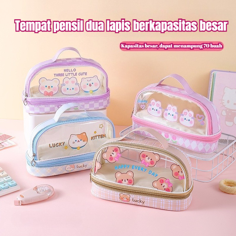 

Kotak Pensil Kapasitas Besar Motif Kartun Kotak Pensil Dua Lapis Kapasitas Besar Kotak Pensil PVC Transparan Sederhana Portabel dan Lucu untuk Siswa SMA dan SMP