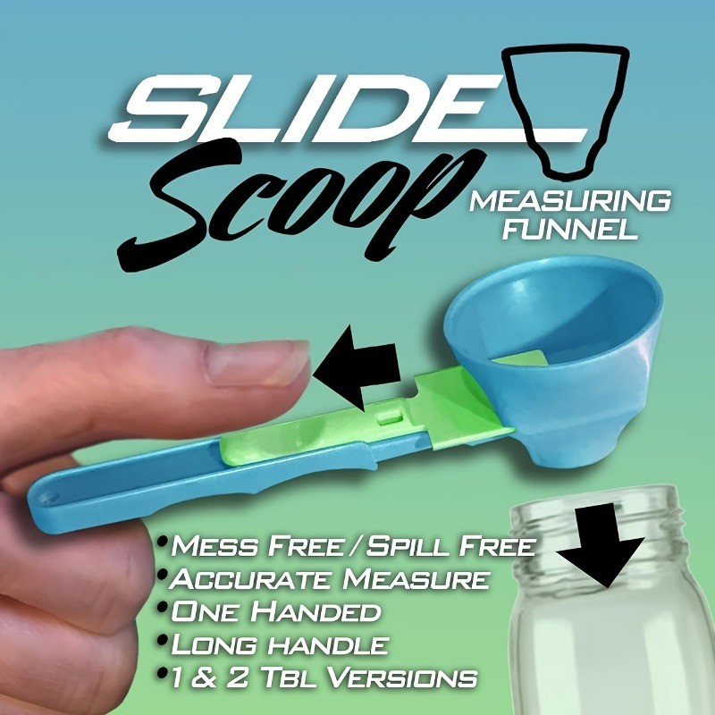 Sliding measuring cup 2-in-1 measuring cup and multifunctional funnel, measuring spoon, splash proof