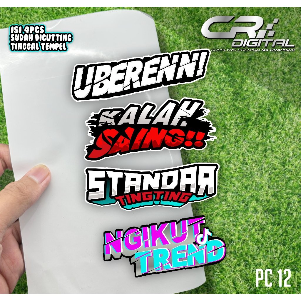 

Sticker Pack isi 3pcs Sticker Udah Di potong Sticker UBEREN , KALAH SAING, STANDART TING TING VIRAL TERBARU PC12