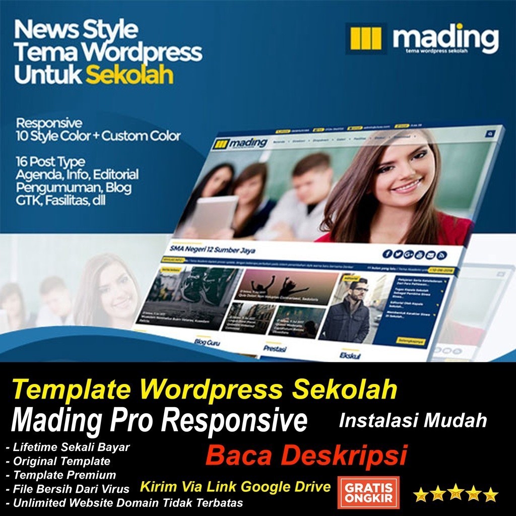 Template Wordpress Sekolah Mading Pro Responsive BGW BGC