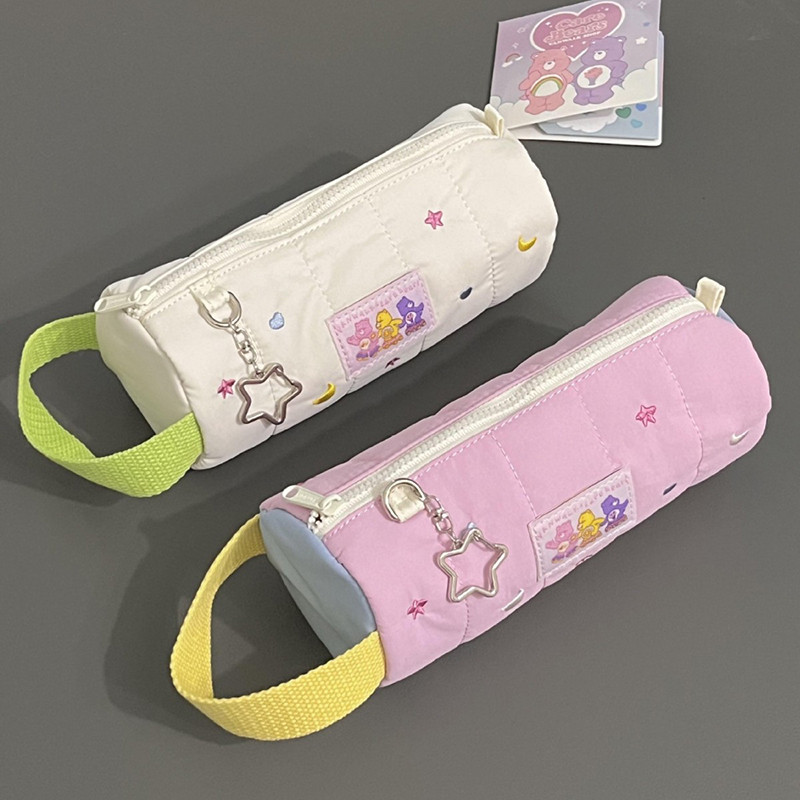

Cute Cylindrical Pencil Case Bread Dog Cotton Cloth Large Capacity Girl Makeup Bag Sweet Ins Girly Stationery Storage Box Bag