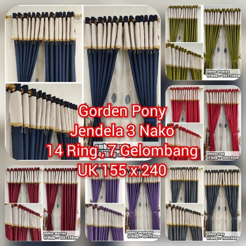 Gorden Poni Jumbo uk 155 x 240 untuk jendela 3 nako