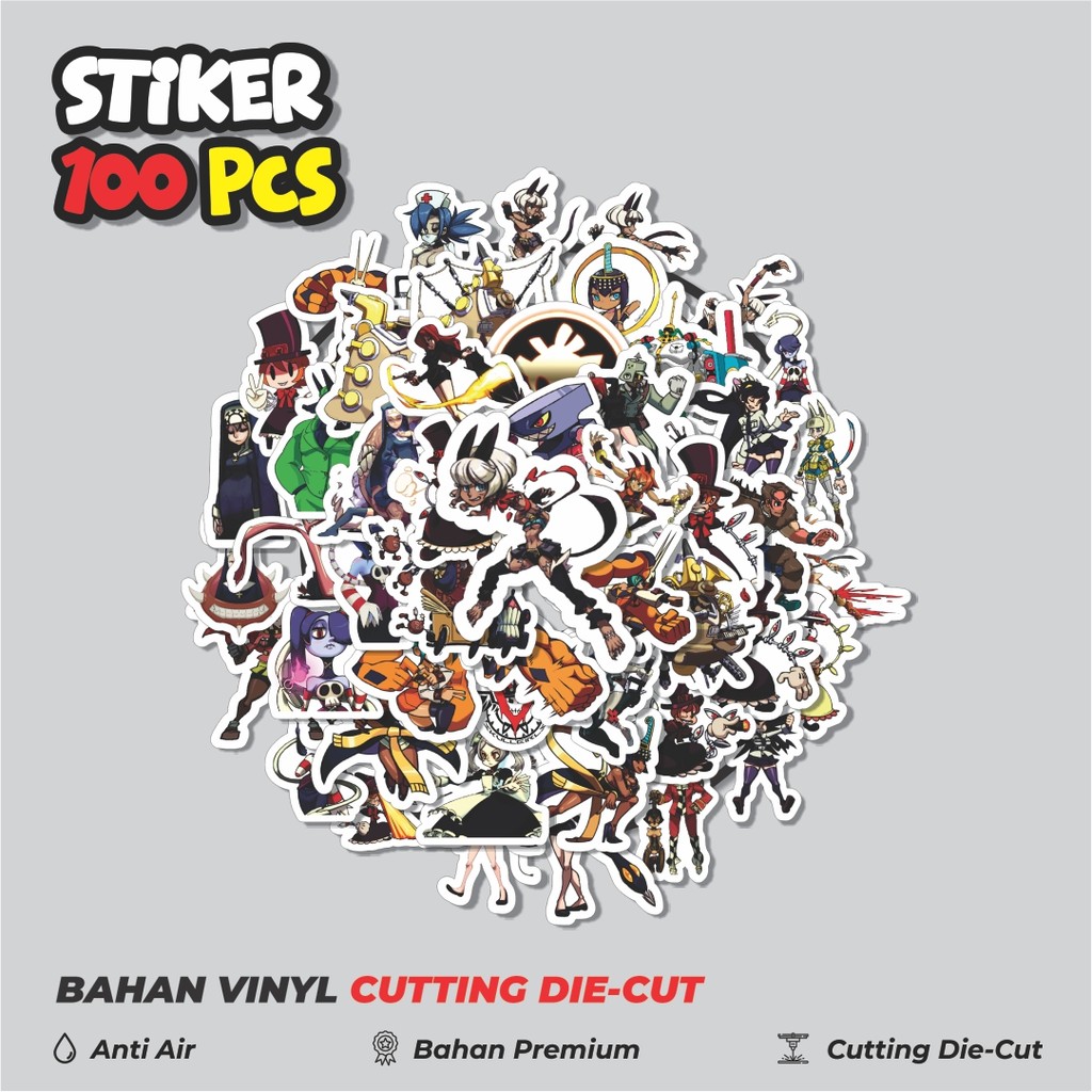 

Terbaru! 50 pcs Stiker Game Series Skullgirls Karakter Mix 1 Dekorasi Lucu Kreatif untuk Notebook, Skateboard, HP