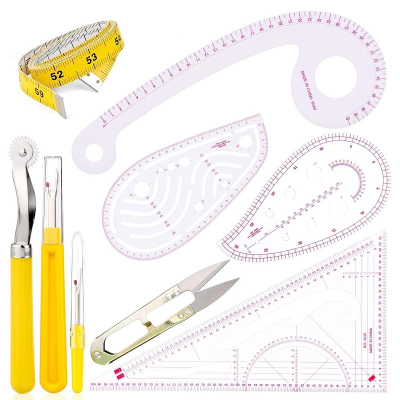 

KRABALL French Curve Rulers Kit Include Seam Ripper Tracing Wheel Sewing Templates Perfect for Designers Pattern Maker DIY Craft