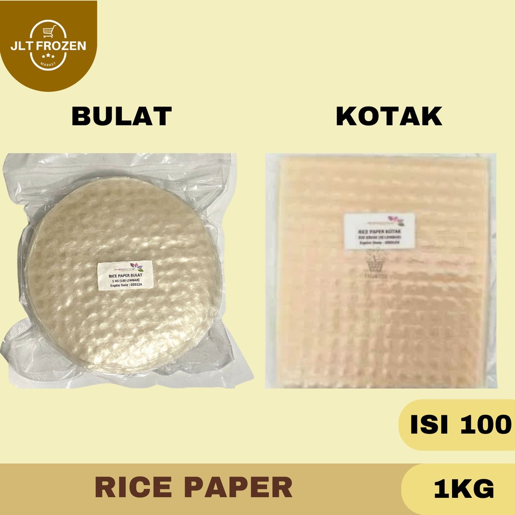 

Rice Paper Kotak Kulit Transparant Lumpia Vietnam Bulat / Kotak 100 Lembar