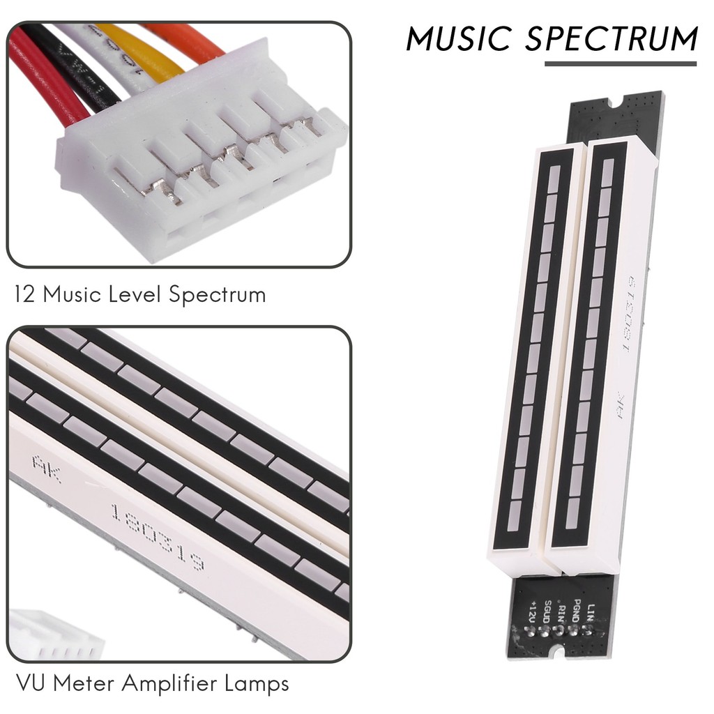 Dual 12 Music Level Indicator LED Spectrum VU Meter Amplifier Lamps Light Speed Adjustable Board for