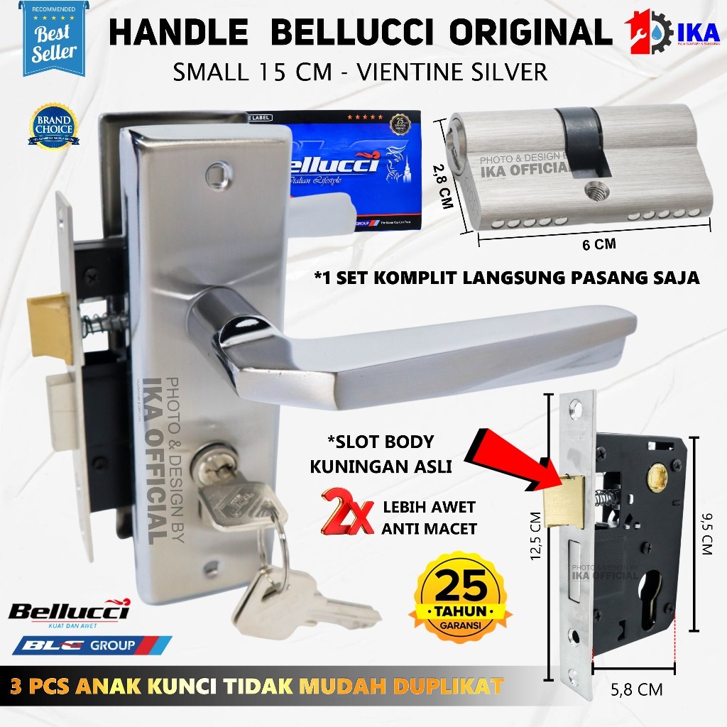 SAB Kunci Pintu kecil Silinder Bellucci Vientine l Gagang Rumah l Handle Full Set I Kunci pintu kama