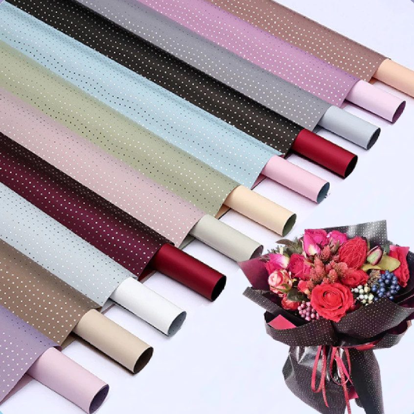 

kireipaper - Flower Wrapping Small Polkadot Cellophane Kertas Buket Motif Polkadot Kecil satuan KB6031