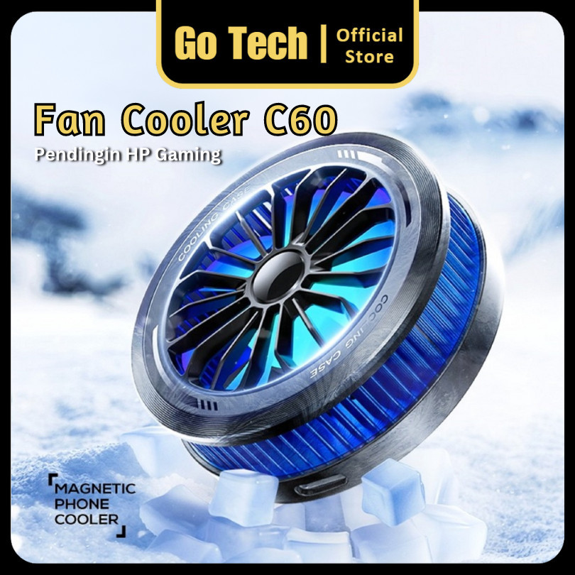 Go Tech - C60 Magnetic Fan Cooler Smartphone Accessories for Universal Pendingin Hp Magnetik Fan Coo