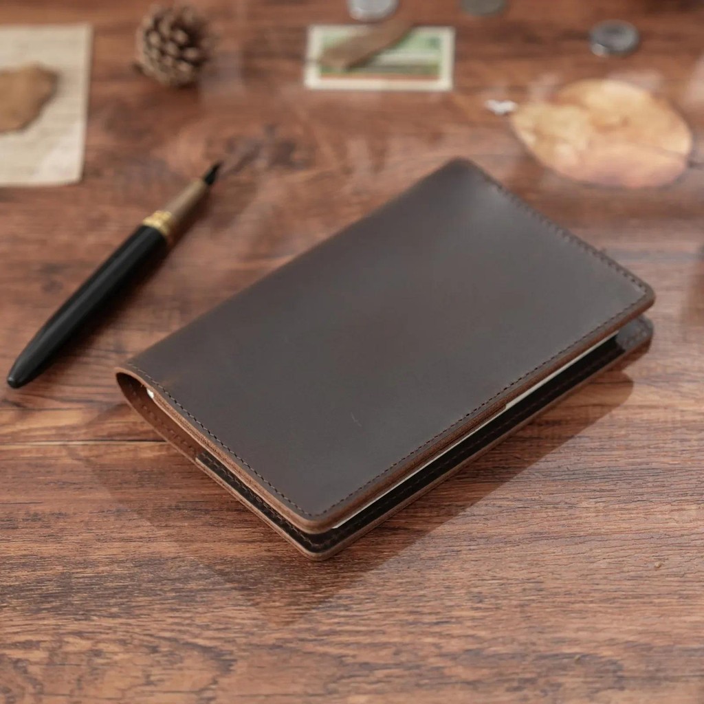 

Leather Notebooks Cover for Field Notes, Journal Notepads with Pen Holder for Moleskine Cahier Pocket Notebook (3.5'' x 5.5'')