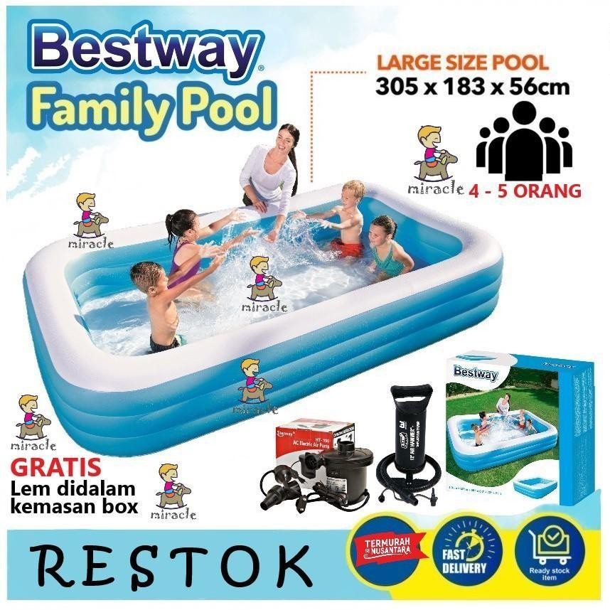 Bestway 54009 Family Pool / Kolam Renang Besar Keluarga Panjang 305 CM Anak Dewasa Kotak