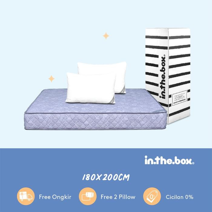 Kasur Busa IN THE BOX HYBRID Ukuran 180x200 (King) FREE BANTAL - Biru