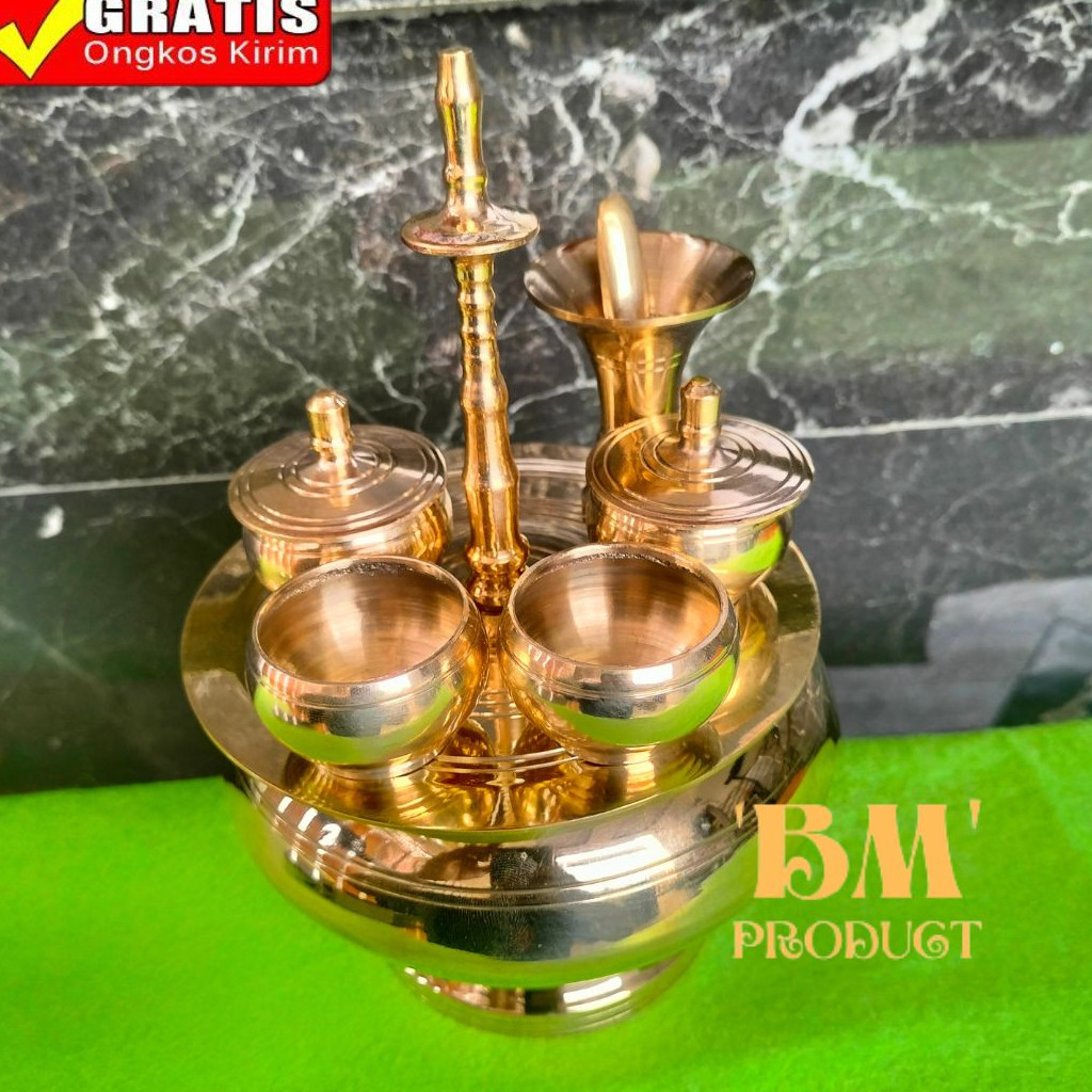 Tempat Sirih Kuningan Ukuran M Kinangan Kuningan Fullset Kinangan Pengantin