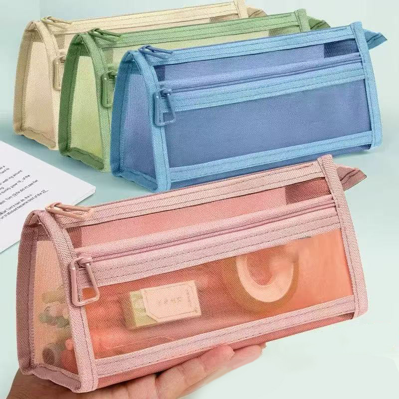 

Double Layered Transparent Mesh Pencil Case Exam Specific Large Capacity Stationery Bag Student Specific Pencil Case Stationery