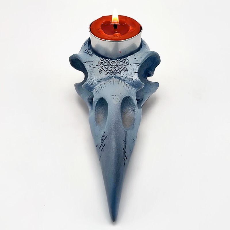 

3D Halloween Crow Skull Candle Holder Silicone Mold for DIY Concrete Resin Plaster Model Making Household Tool