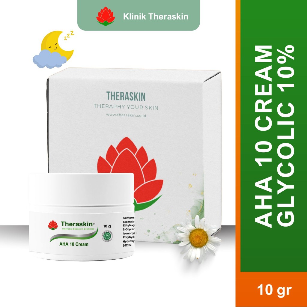 Theraskin AHA 10 Cream / Krim Malam Flek dengan Glycolic Acid 10% Untuk Flek Ringan