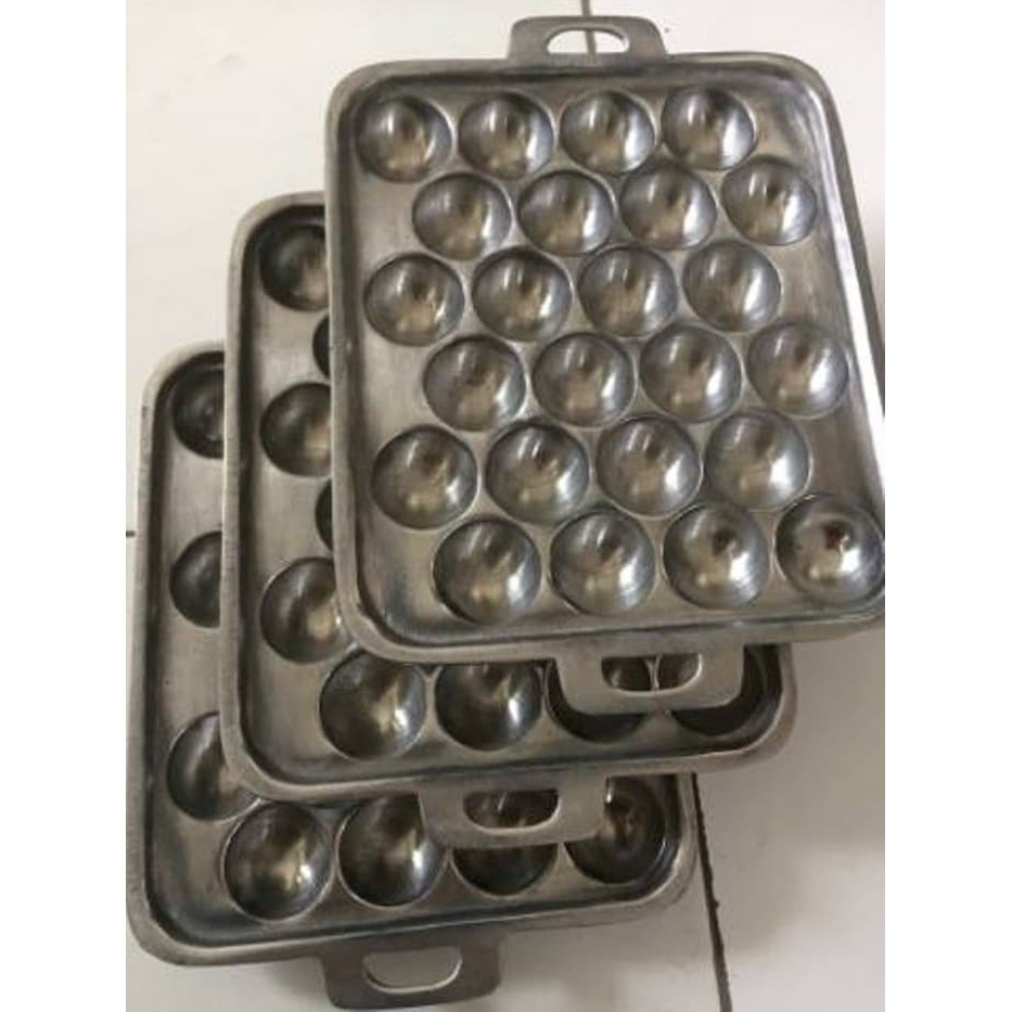 Cetakan Takoyaki Murah Kotak 24 Lubang Alumunium Wajan Takoyaki Anti Lengket Kue Cubit