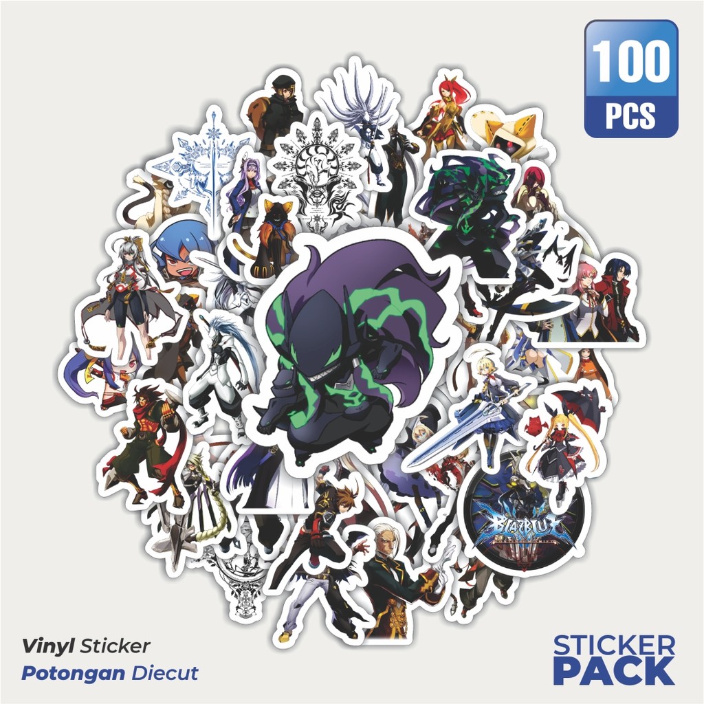 

100 PCS STIKER Stiker Game Series Blaz Blue Karakter Mix 4 Waterproof Aesthetic- Untuk Laptop, Motor, dan Helm - Paper Stationery Pack
