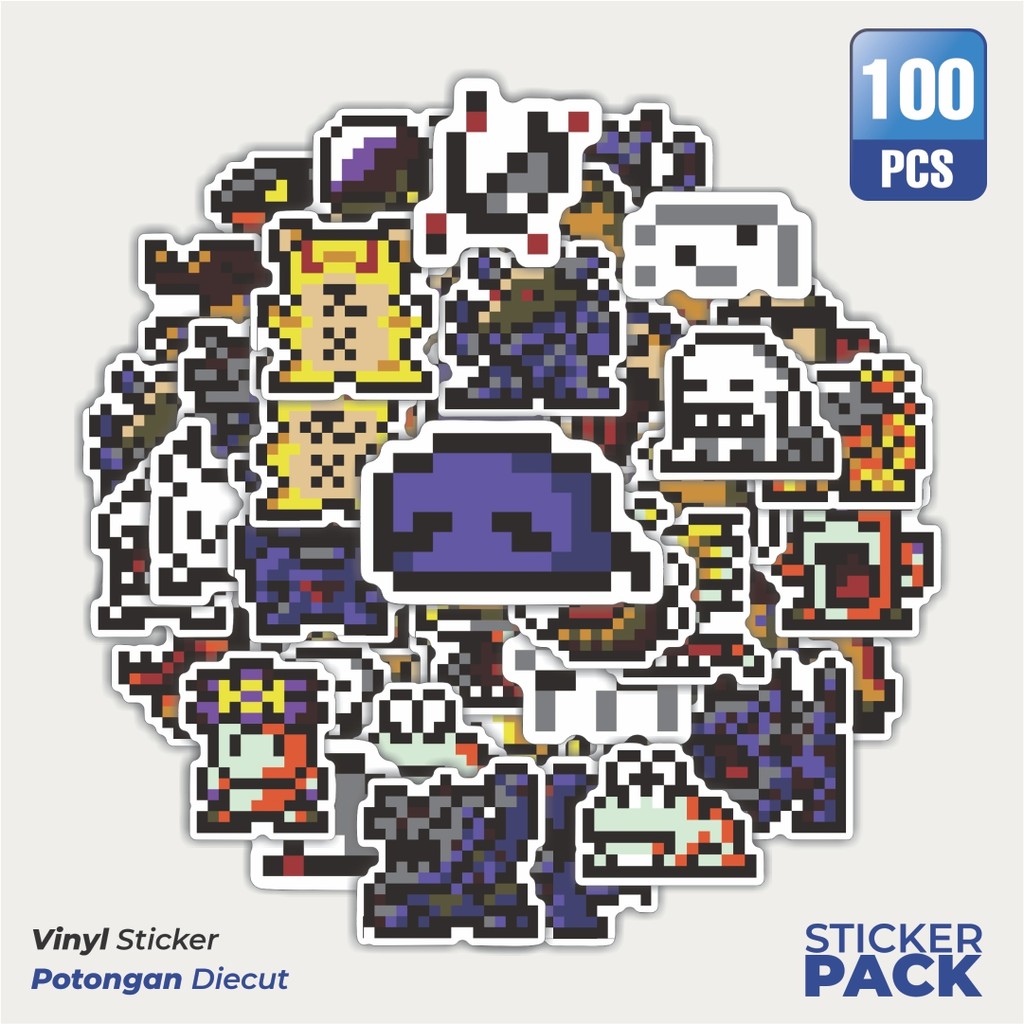 

100 PCS STIKER Stiker Pixel Digimon V52 Waterproof Aesthetic- Untuk Laptop, Motor, dan Helm - Paper Stationery Pack