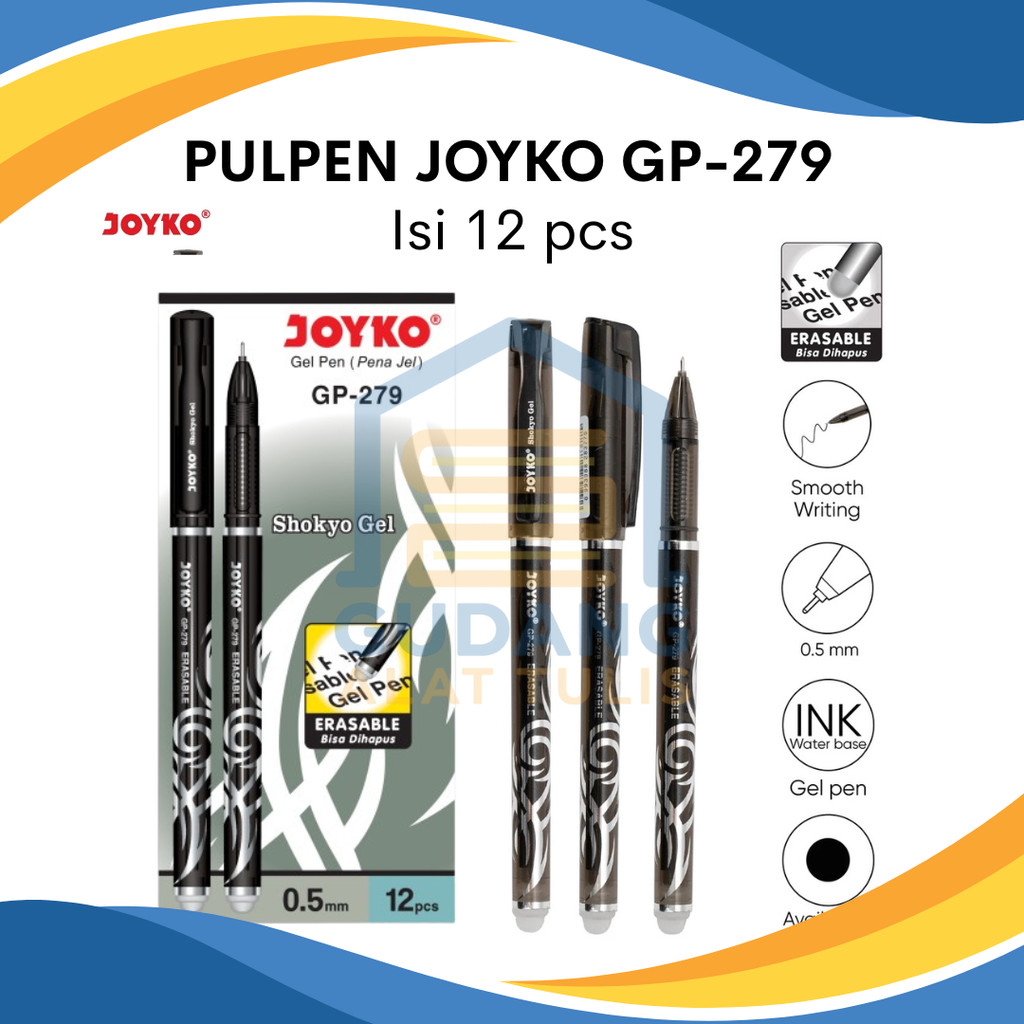 

PULPEN GEL BISA DIHAPUS JOYKO GP-279 ISI 12 PCS SHOKYO GEL (ERASABLE PEN)