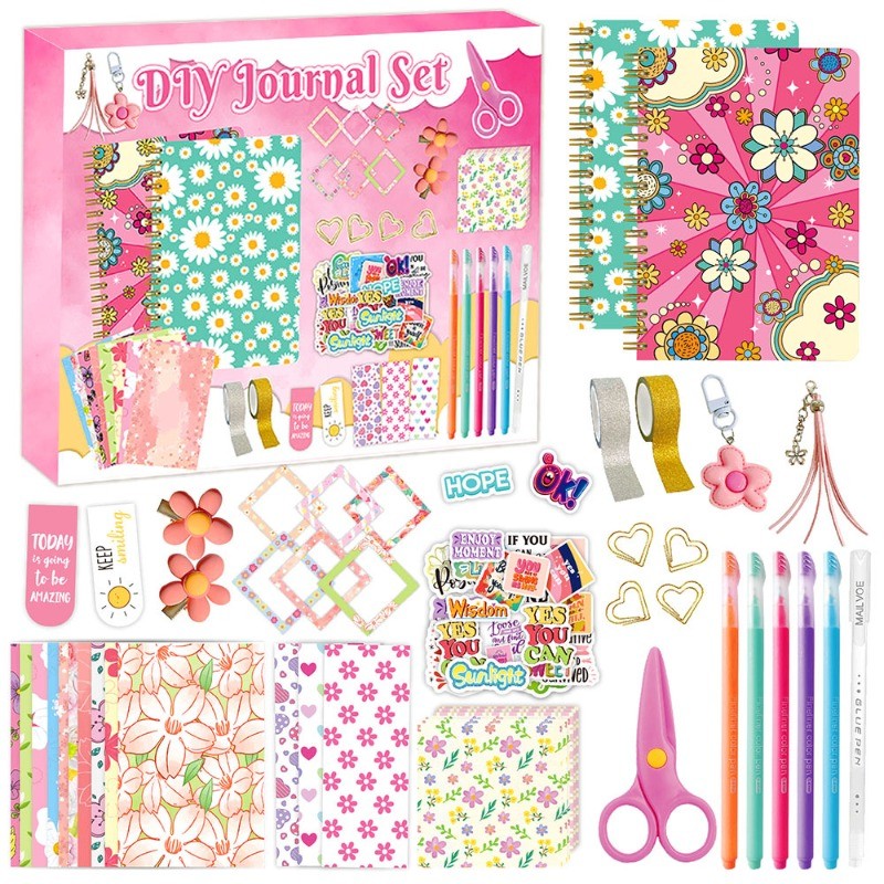 

DIY JOURNAL KIT Scrapbook Diary Set Floral Diary Set Children's Stationery Set Girl's Birthday