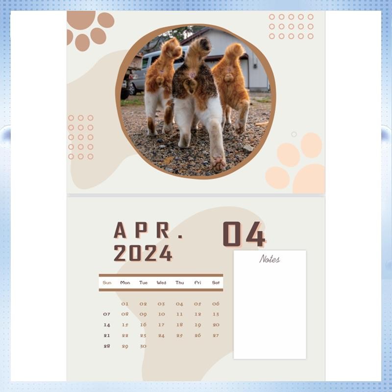 

YAA-Cats Butt Calendar 2024 Bring And Personality To Your Days Durable About 29X21cm