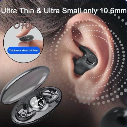 POHON Earphone tidur in-ear ultra-tipis/Earphone Bluetooth 5.3 Headphone Tidur Nirkabel Tidur Tak Te