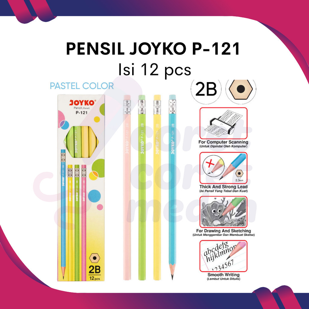 

PENSIL JOYKO 2B P-121 PASTEL PER BOX ISI 12 PCS
