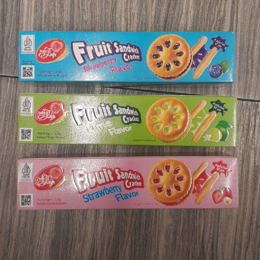 

Meidan Fruit Sandwich Cracker Biskuit Rasa STRAWBERRY / LIME / BLUEBERRY 108gr